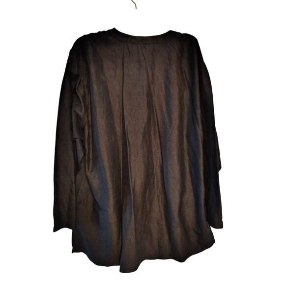 Harper Greer 100% Silk Medium Black Tunic Blouse Jacket, Lagenlook Art Oversized - Picture 5 of 5